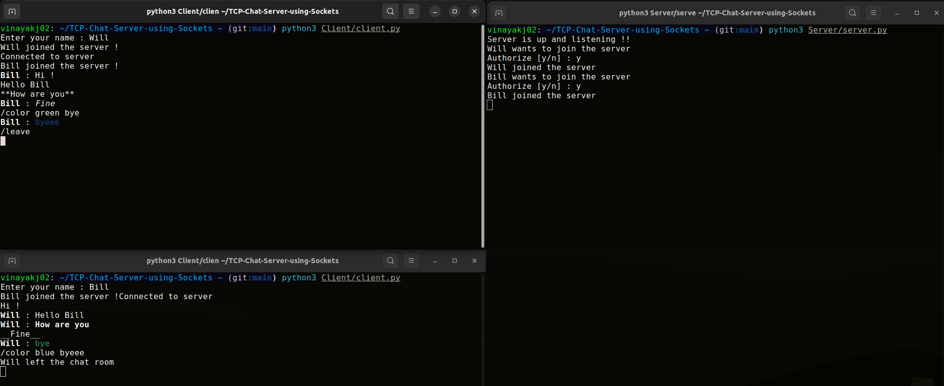 TCP Chat Server using Sockets